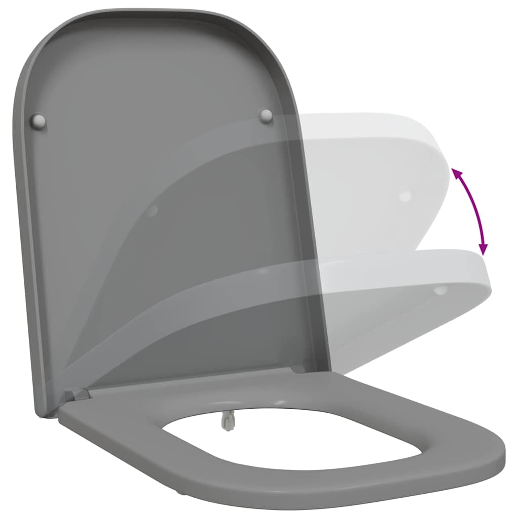 Sedile del WC con rilascio rapido Grigio 44.5 x 35 x 3.6 cm