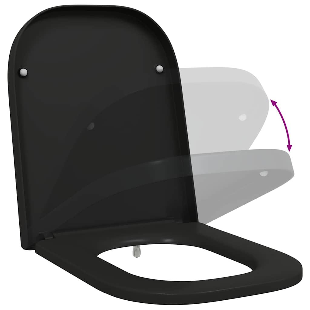 Sedile del WC con rilascio rapido Nero 44.5 x 35 x 3.6 cm