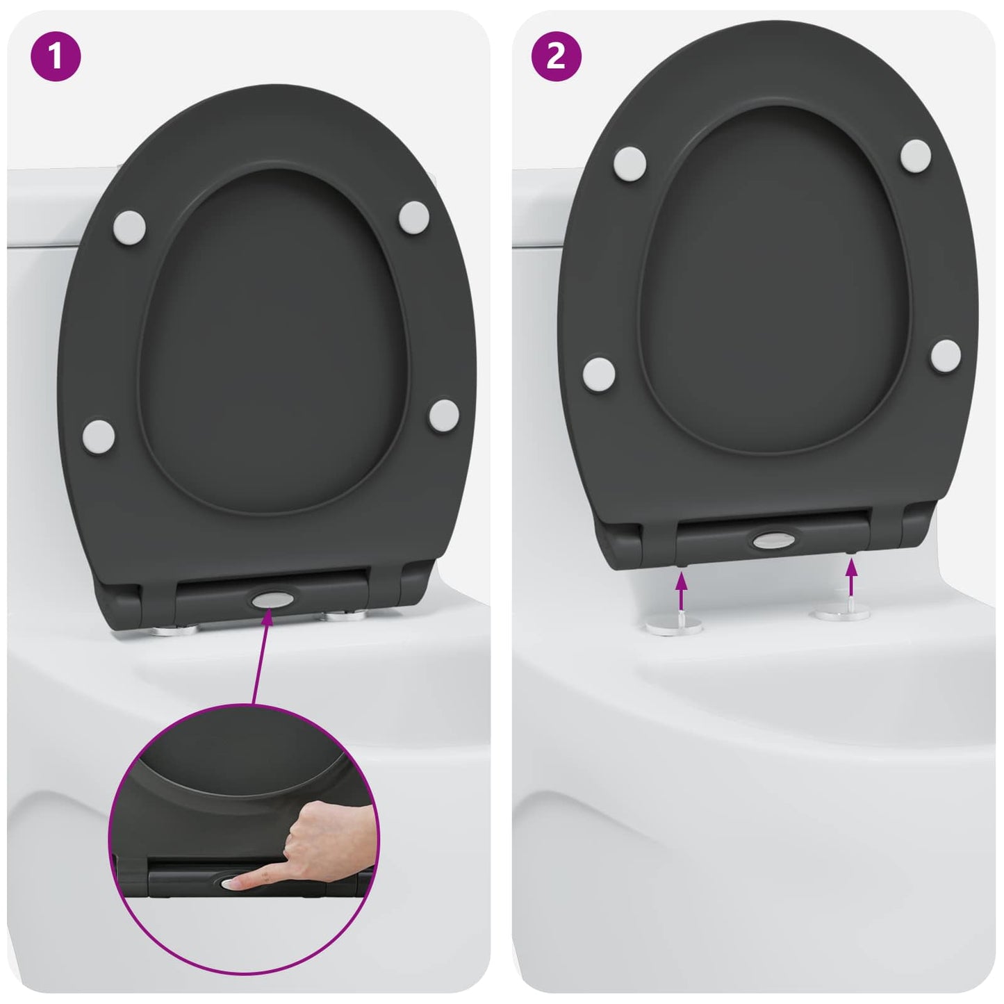 Sedile del WC Antracite 47 x 37,5 x 3,8 cm Duroplast | homemem39