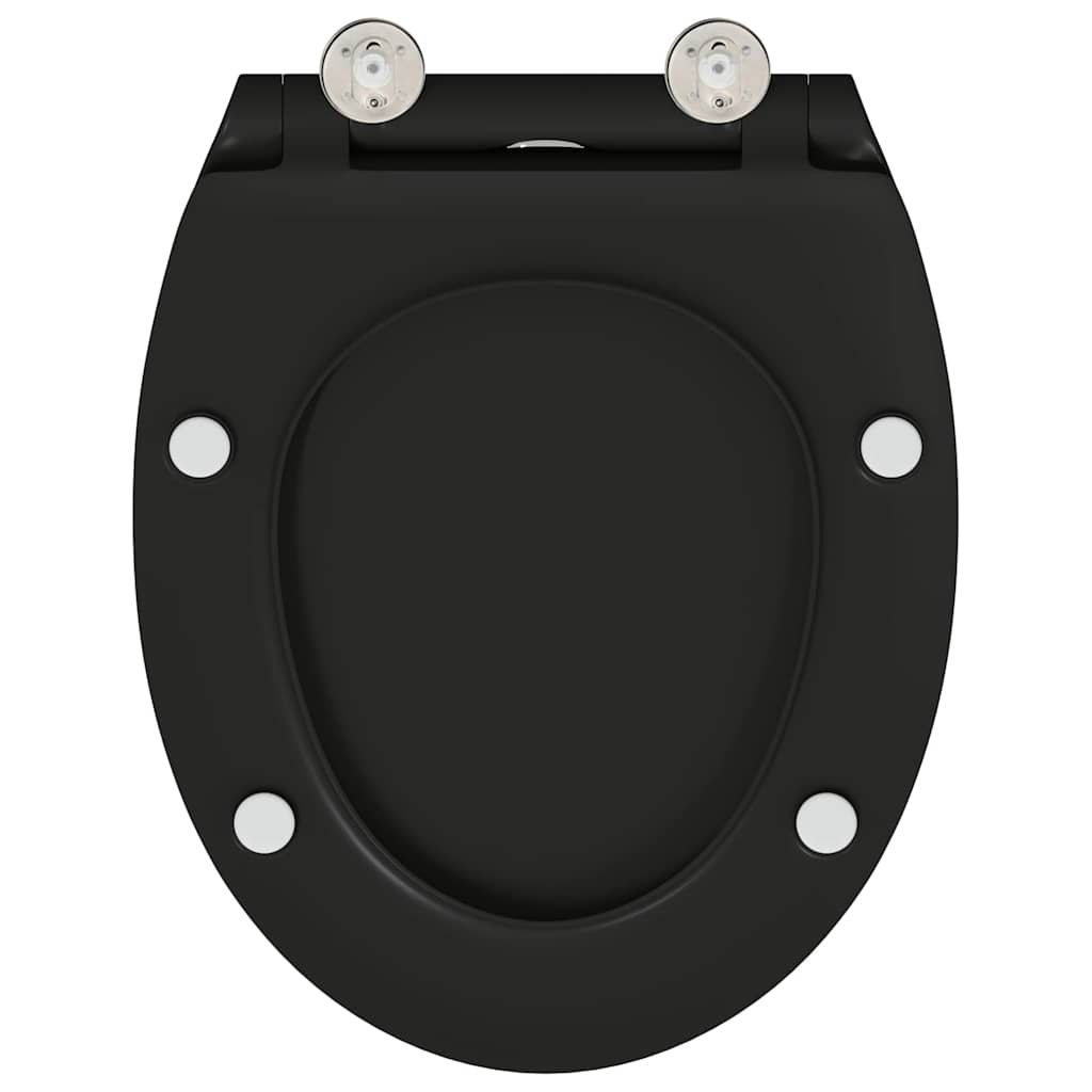 Sedile del WC con rilascio rapido Nero 45.5 x 37.5 x 3.8 cm