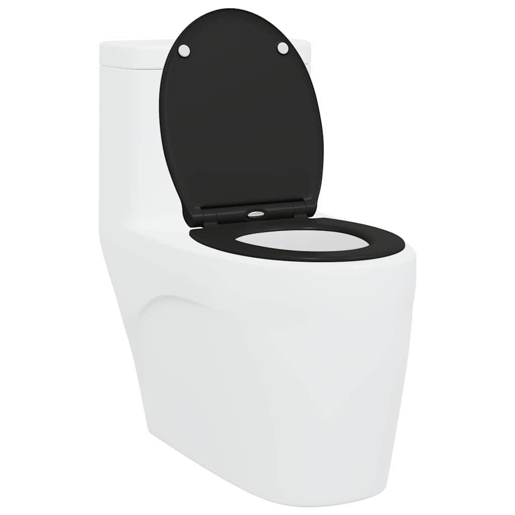 Sedile del WC con rilascio rapido Nero 45.5 x 37.5 x 3.8 cm