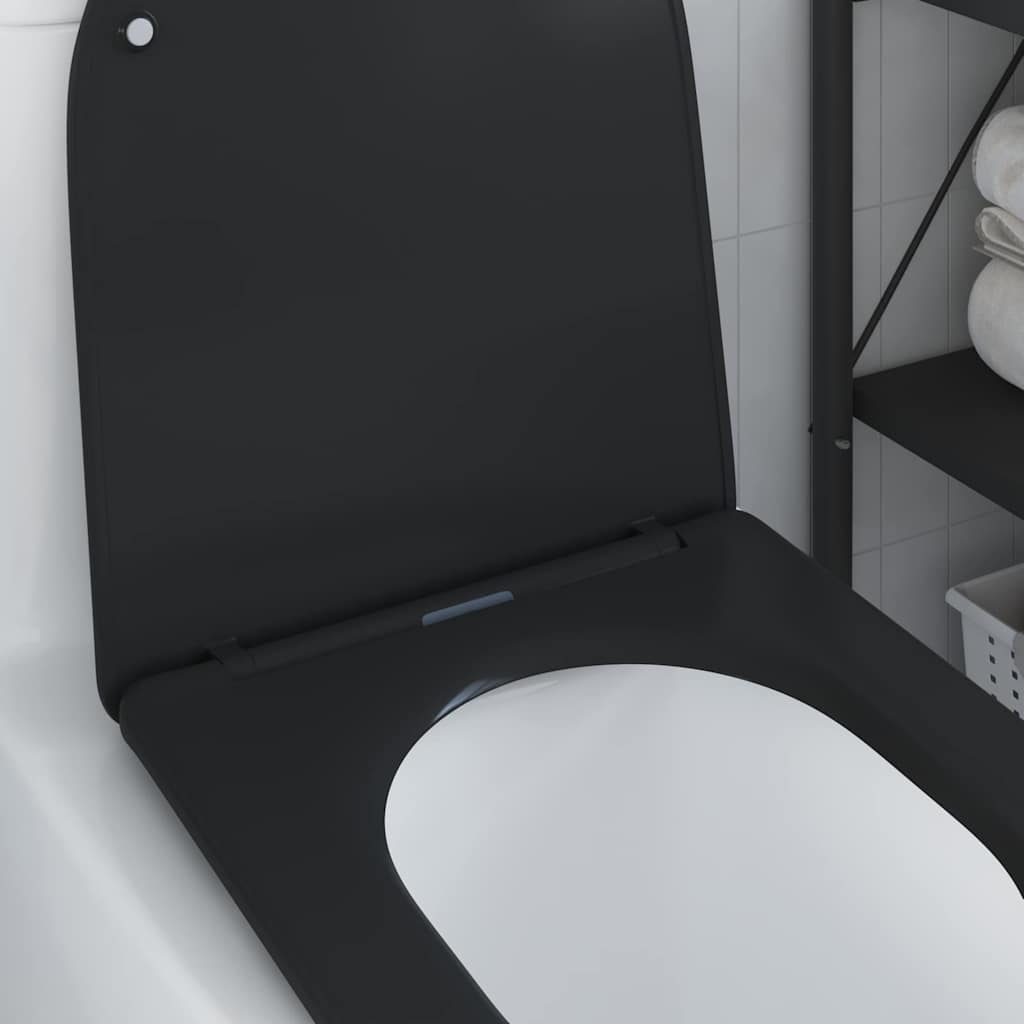 Sedile del WC con rilascio rapido Nero 44 x 36.4 x 3.4 cm