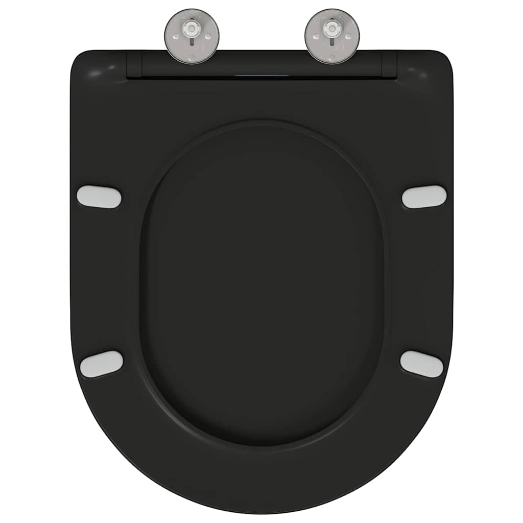 Sedile del WC con rilascio rapido Nero 44 x 36.4 x 3.4 cm