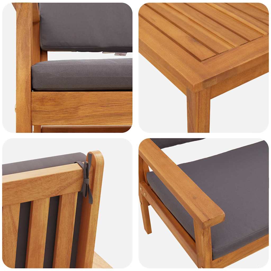 Set Divano da Giardino con cuscino 3 pcs Marrone 75 x 45 x 38cm