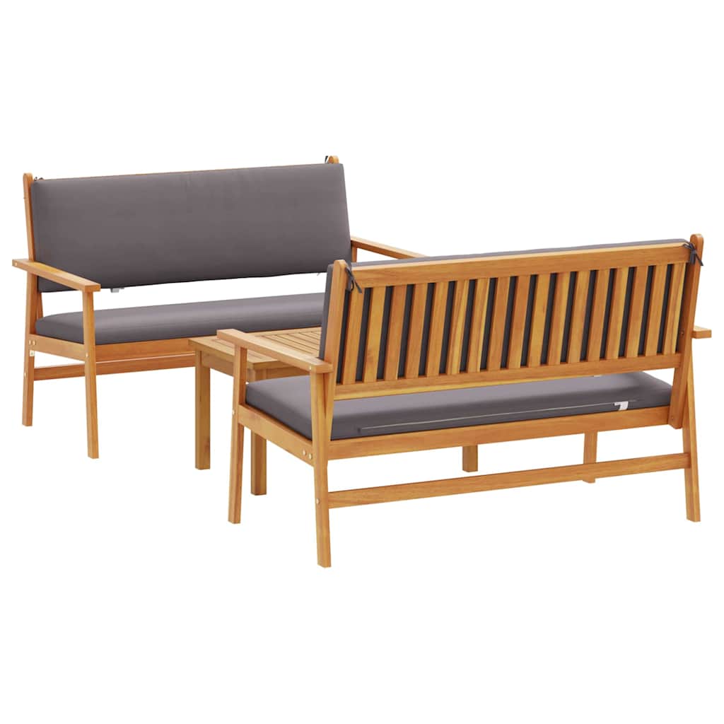 Set Divano da Giardino con cuscino 3 pcs Marrone 75 x 45 x 38cm