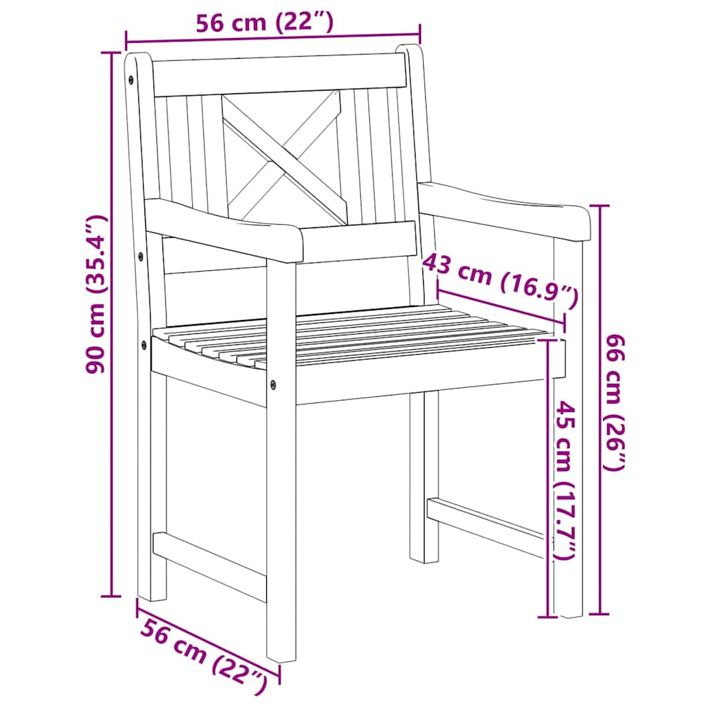 Sedia da Giardino 8 pcs Marrone 56 x 56 x 90 cm