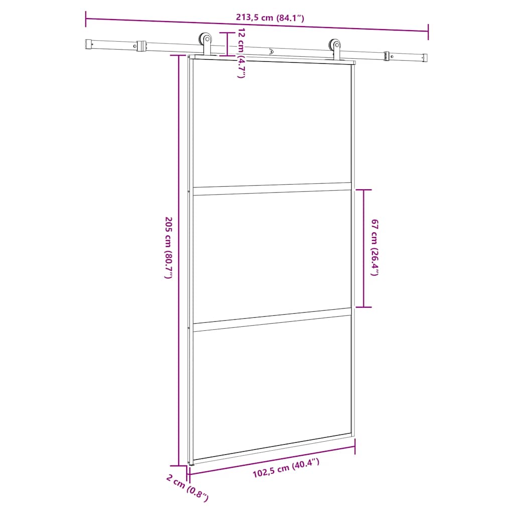 Porta Scorrevole con Ferramenta Vetro Temperato Alluminio | homemem39
