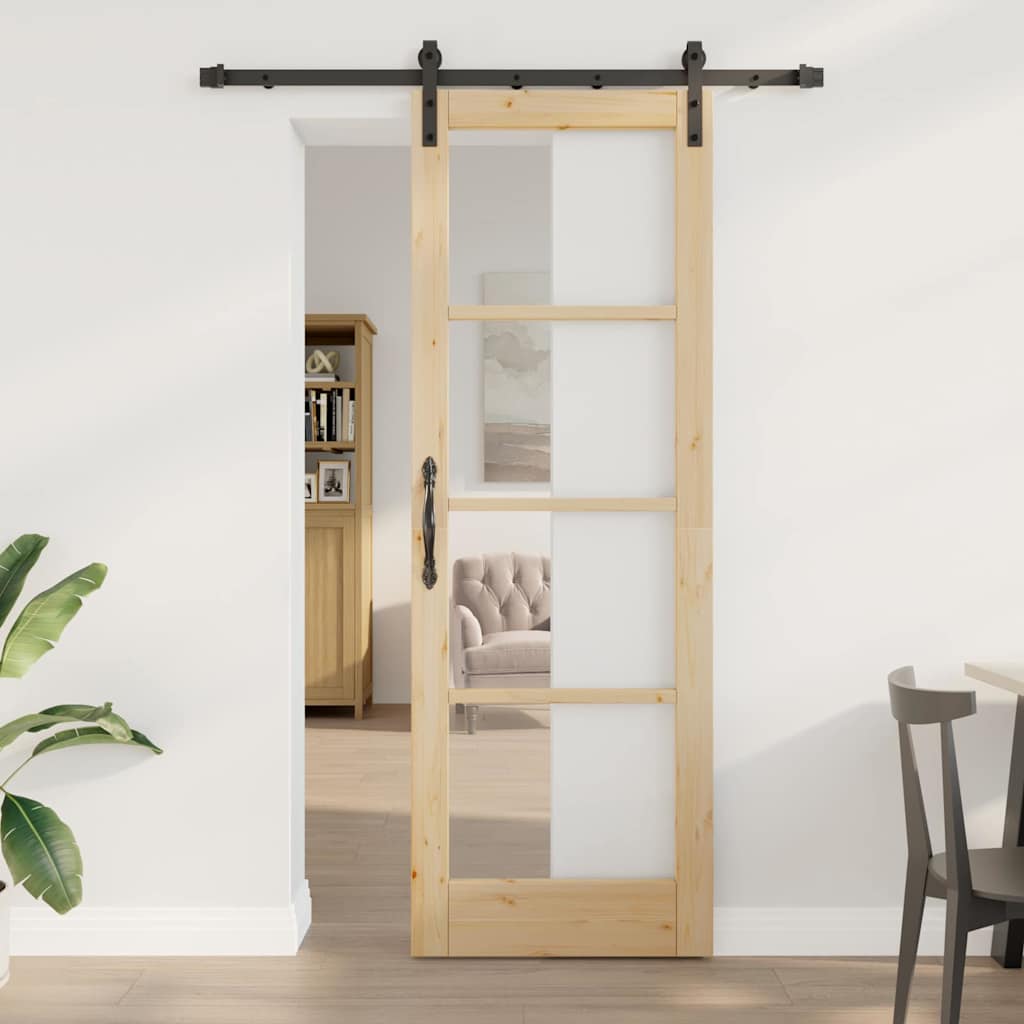 Porta Scorrevole ORKDAL Marrone 73.5 x 211 cm Legno e metallo