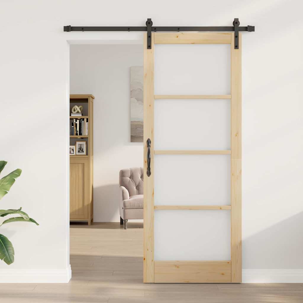 Porta Scorrevole ORKDAL Marrone 83 x 211 cm Legno e metallo