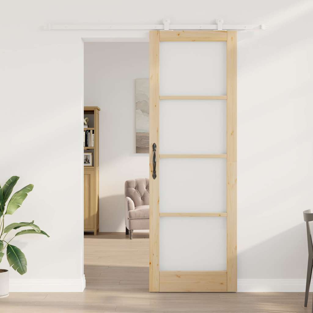 Porta Scorrevole ORKDAL Marrone 78 x 232 cm Legno e metallo