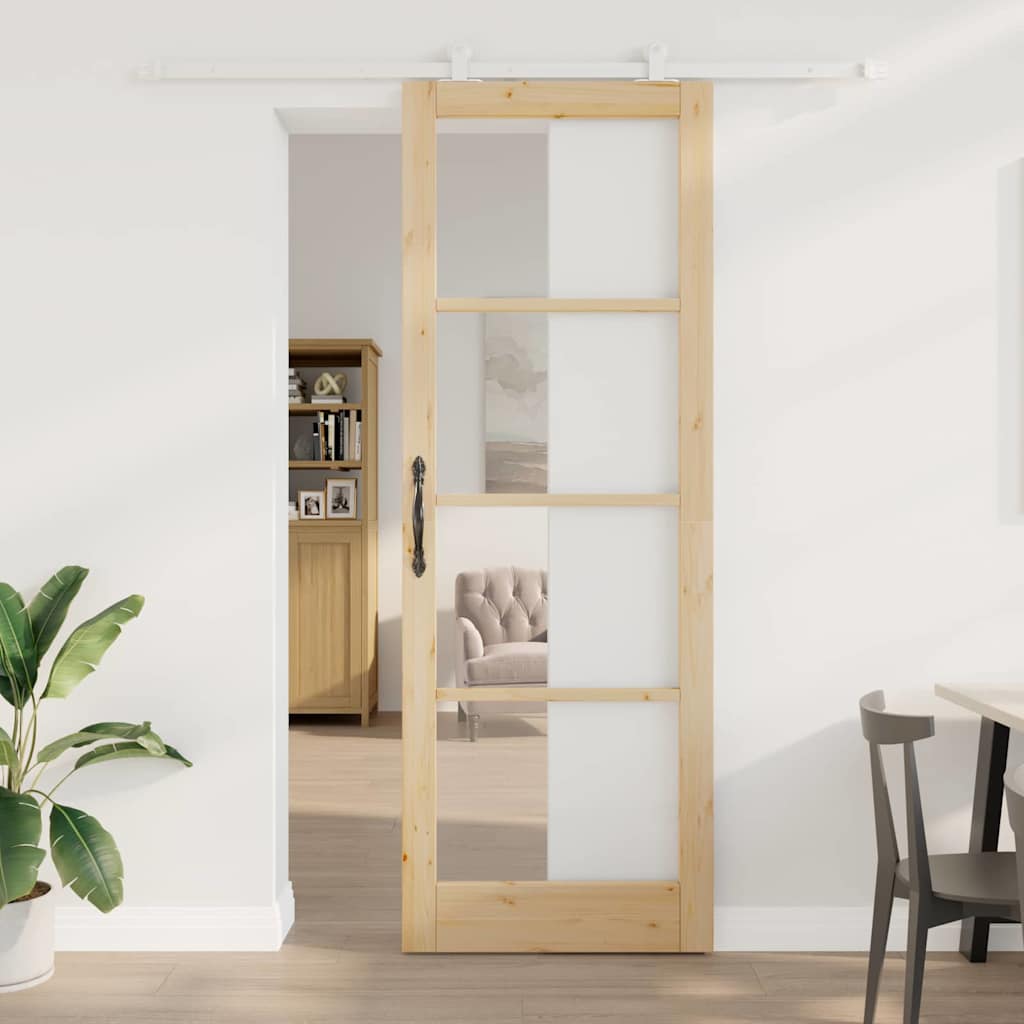 Porta Scorrevole ORKDAL Marrone 83 x 232 cm Legno e metallo