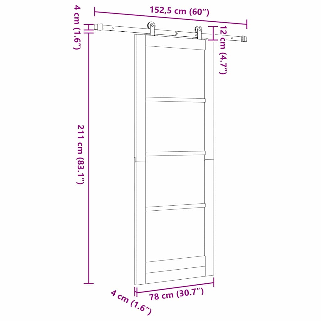 Porta Scorrevole ORKDAL Bianco 78 x 211 cm Legno e metallo