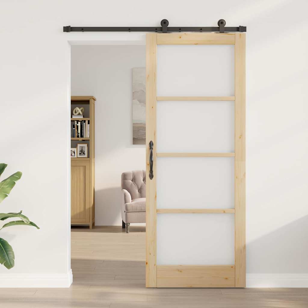 Porta Scorrevole ORKDAL Marrone 83 x 211 cm Legno e metallo