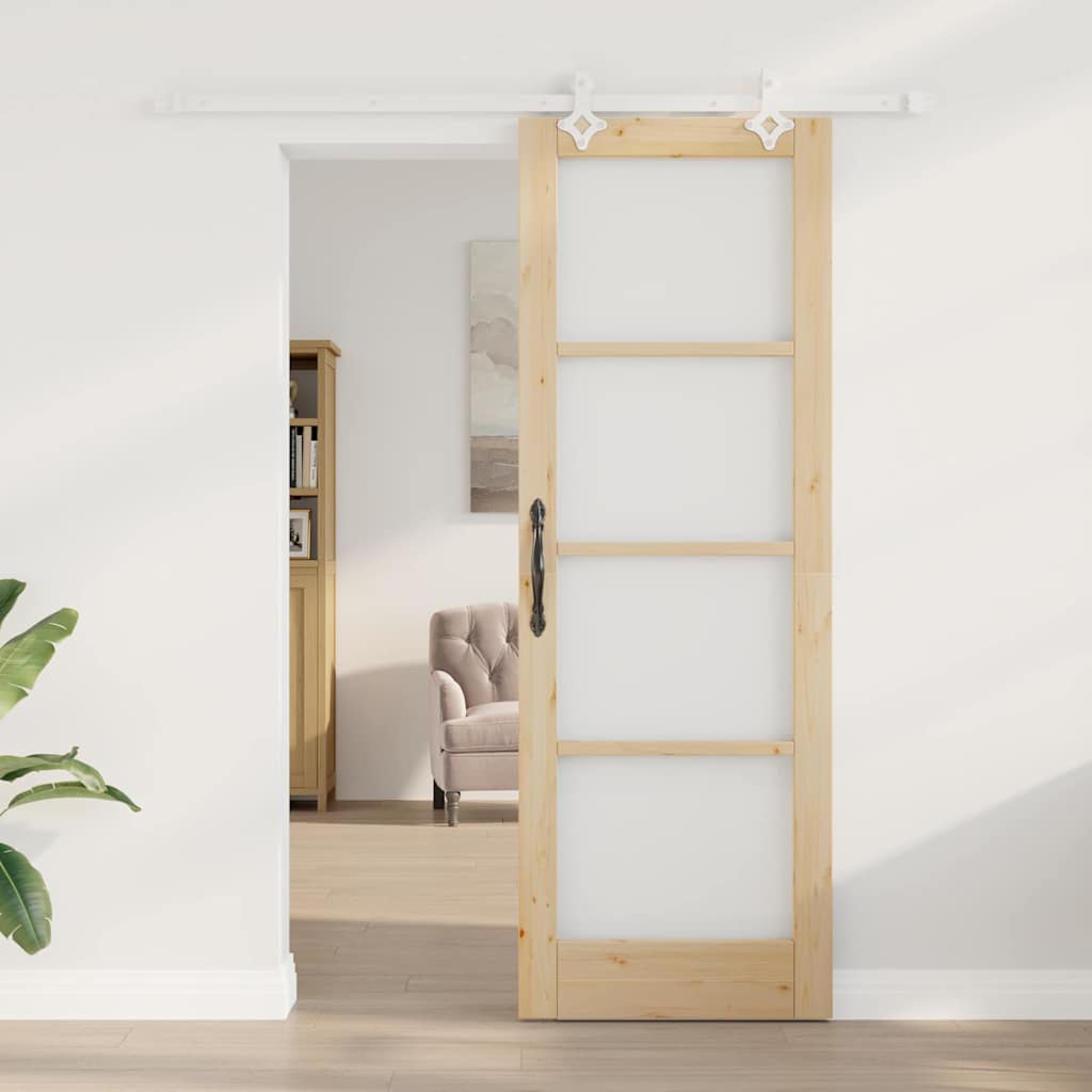 Porta Scorrevole Marrone 73.5 x 211 cm Legno e metallo