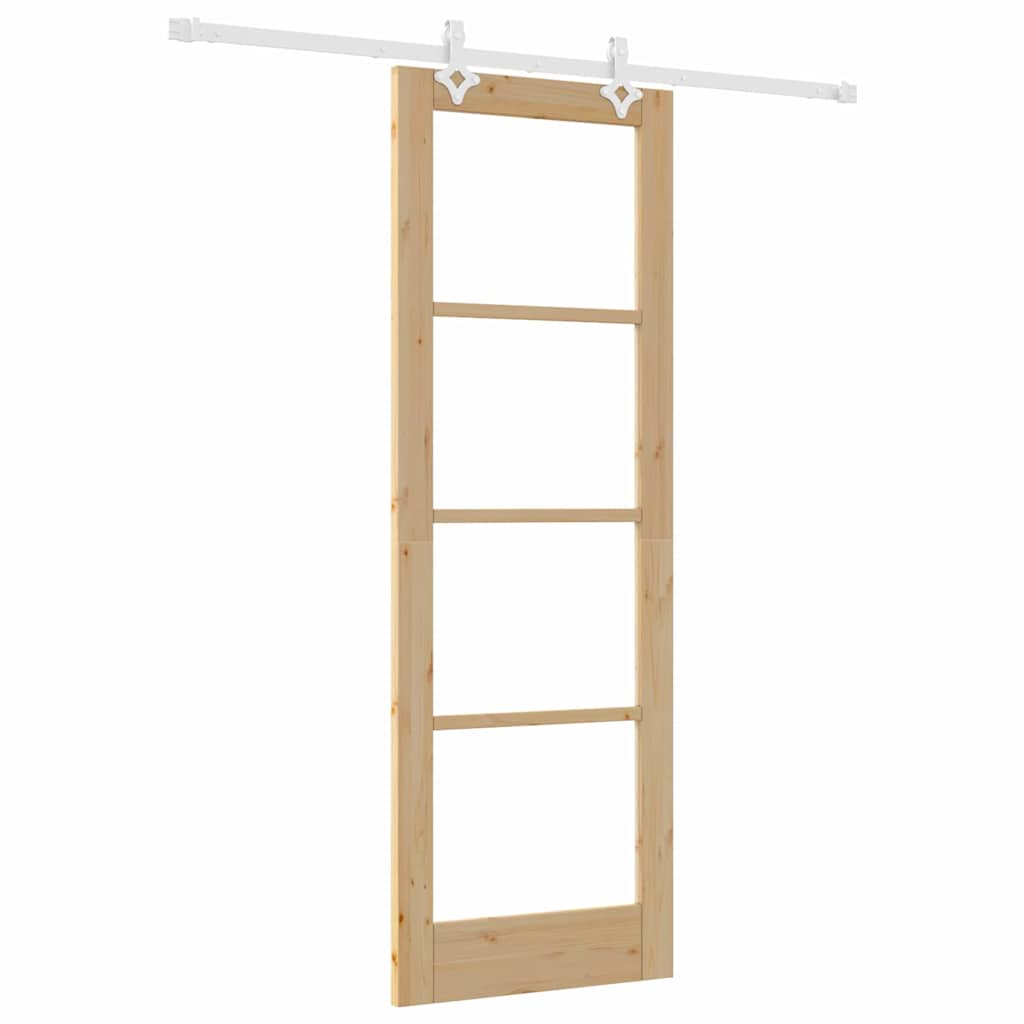 Porta Scorrevole Marrone 73.5 x 211 cm Legno e metallo