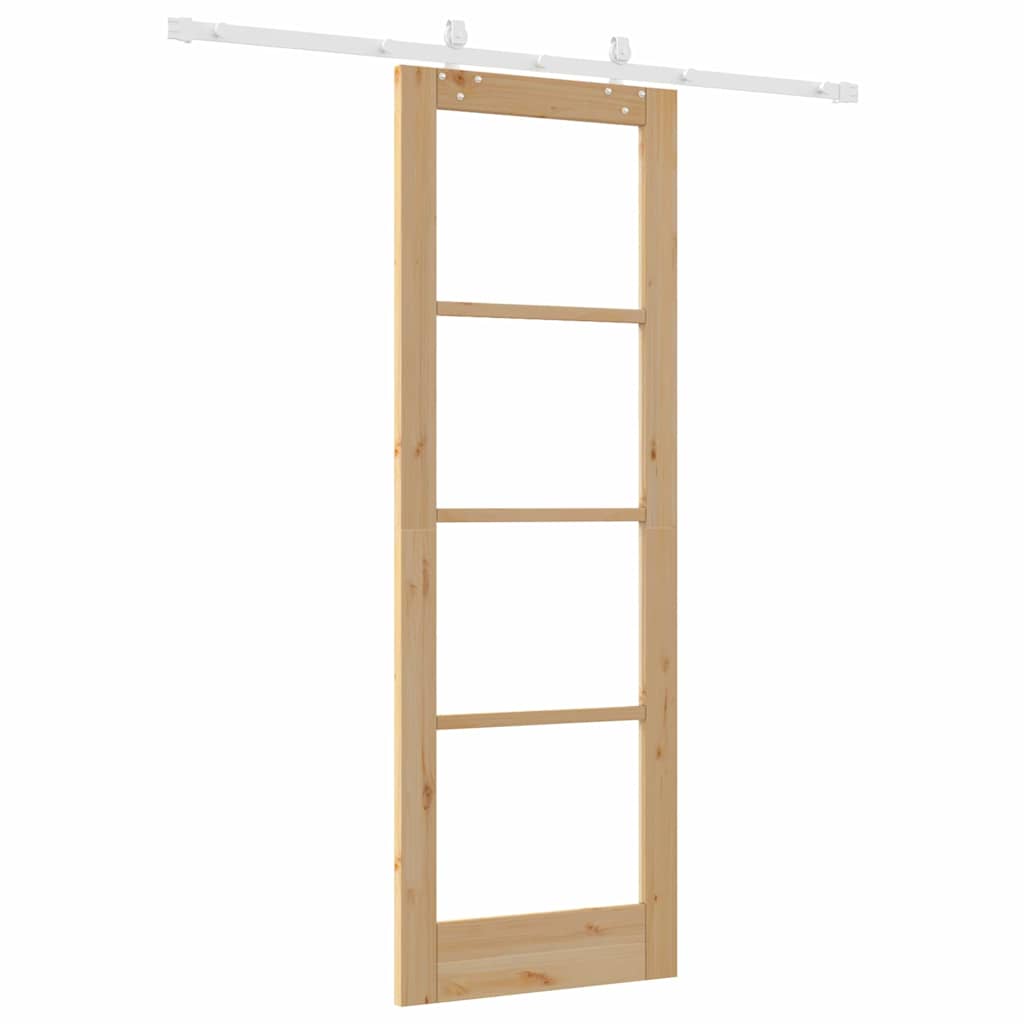 Porta Scorrevole Marrone 73.5 x 211 cm Legno e metallo