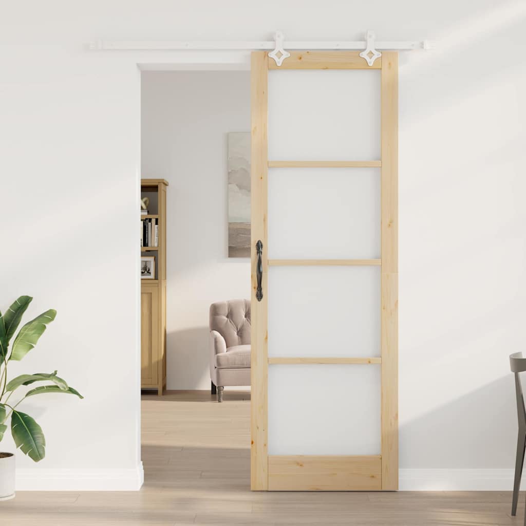 Porta Scorrevole Marrone 78 x 232 cm Legno e metallo
