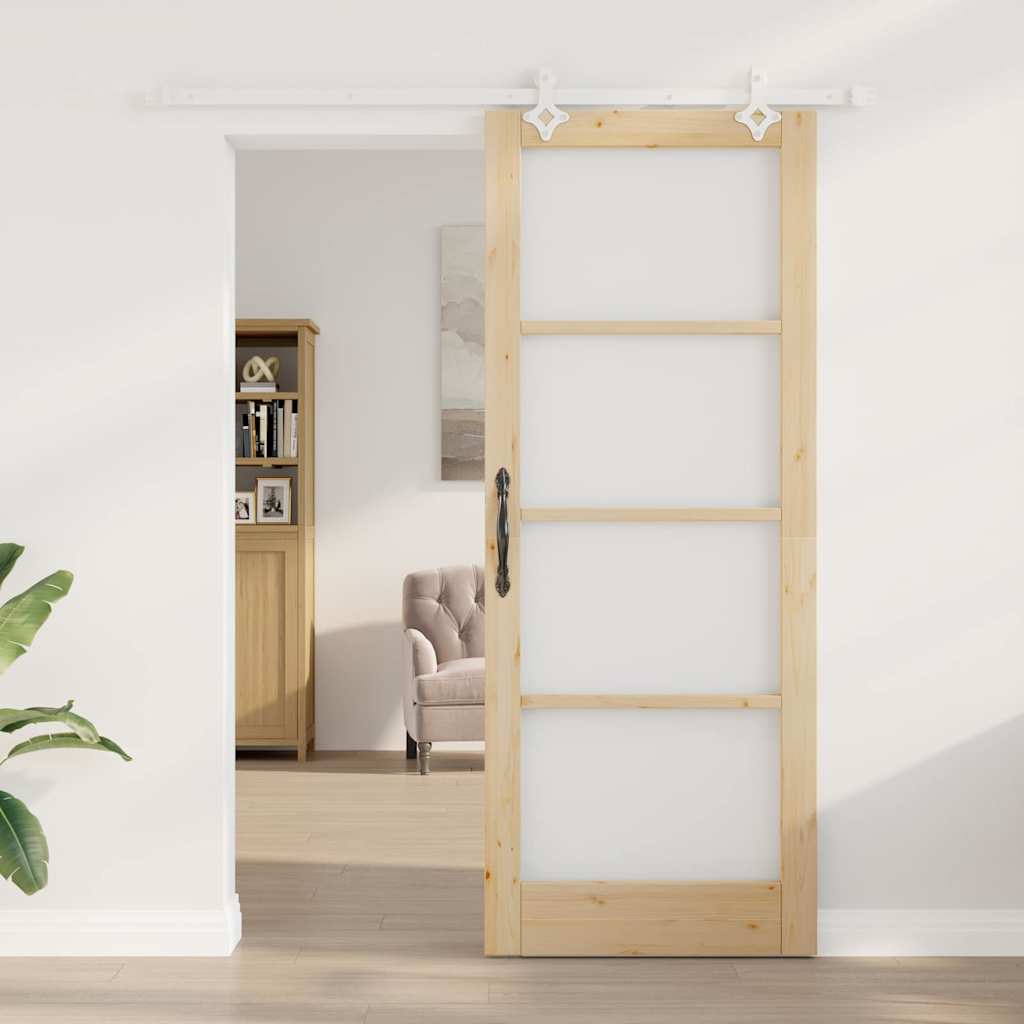Porta Scorrevole Marrone 83 x 211 cm Legno e metallo