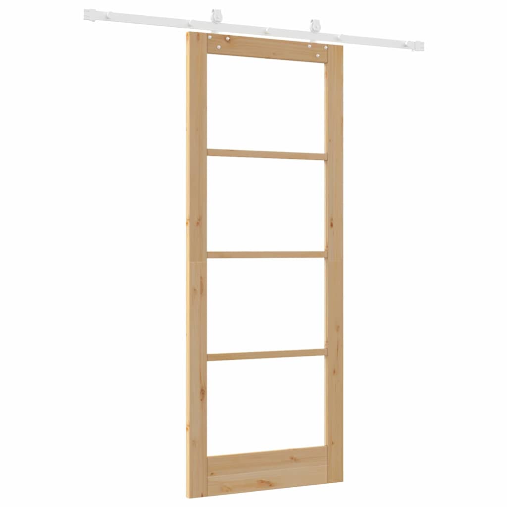 Porta Scorrevole Marrone 83 x 211 cm Legno e metallo