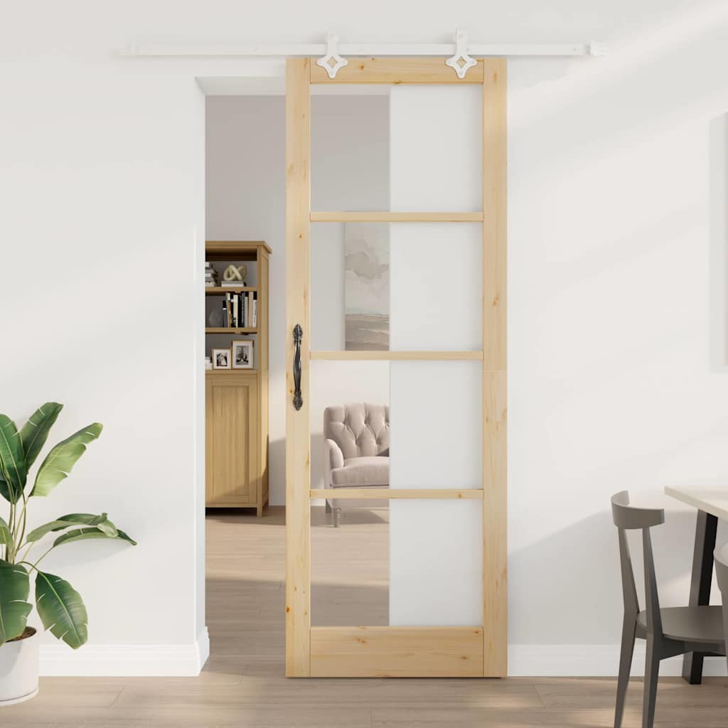 Porta Scorrevole Marrone 83 x 232 cm Legno e metallo