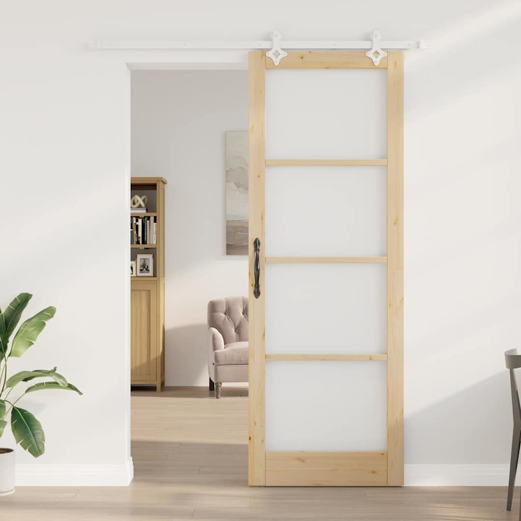 Porta Scorrevole Marrone 83 x 232 cm Legno e metallo