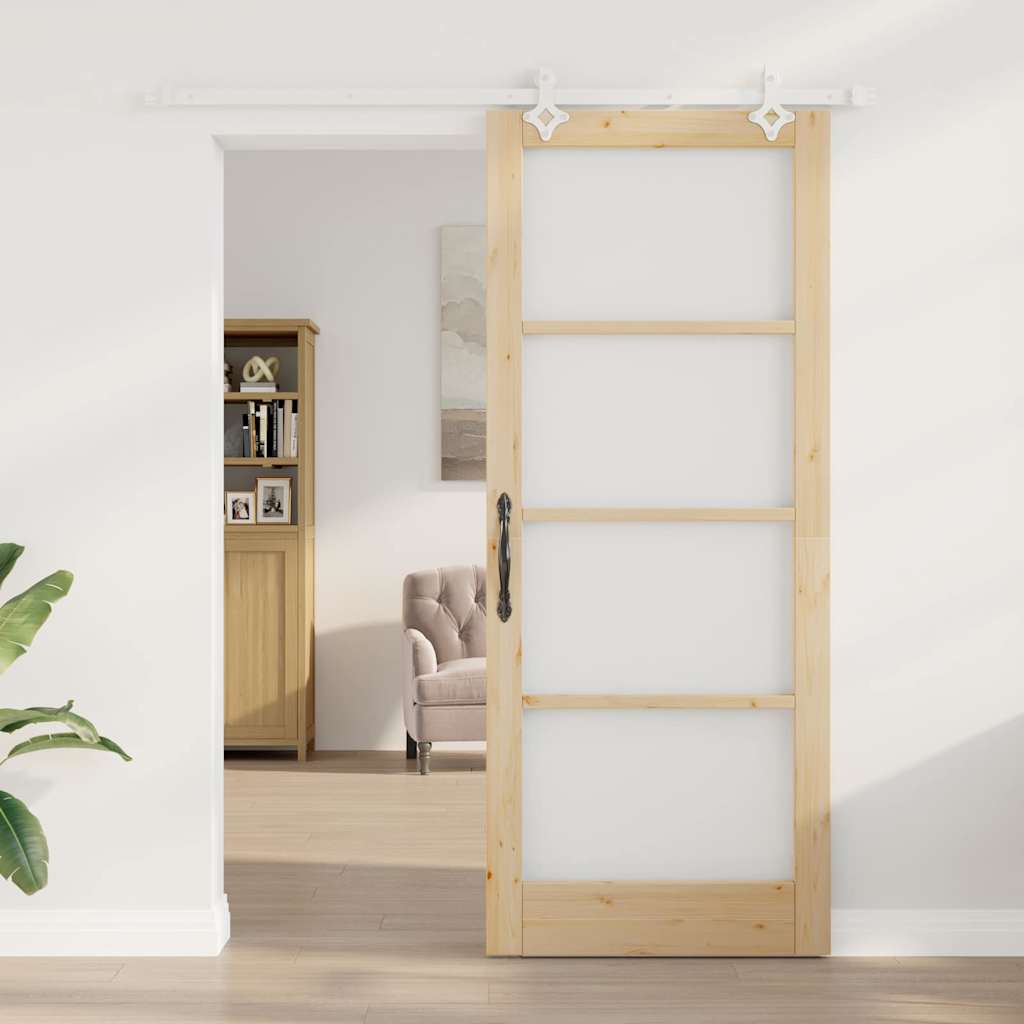 Porta Scorrevole Marrone 86 x 211 cm Legno e metallo