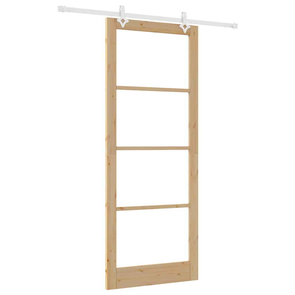 Porta Scorrevole Marrone 93 x 232 cm Legno e metallo