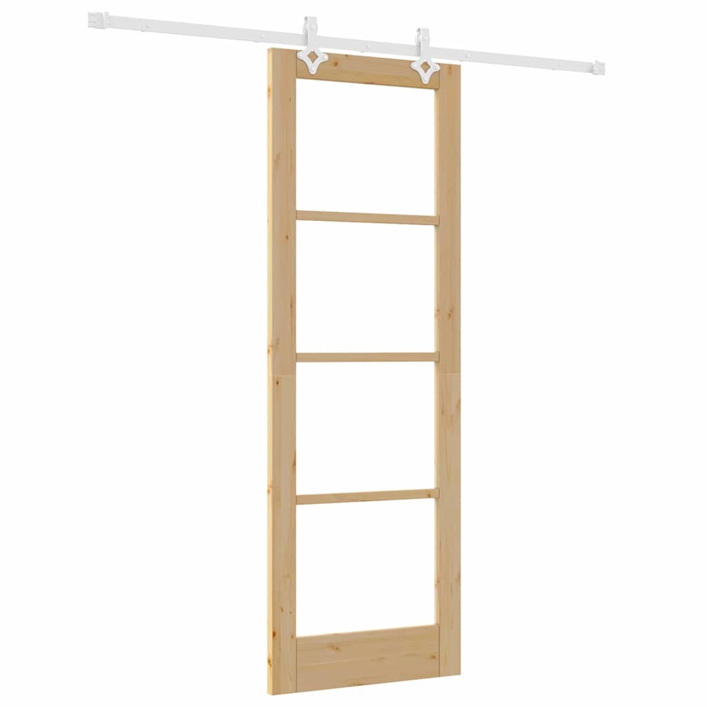 Porta Scorrevole Marrone 73.5 x 211 cm Legno e metallo