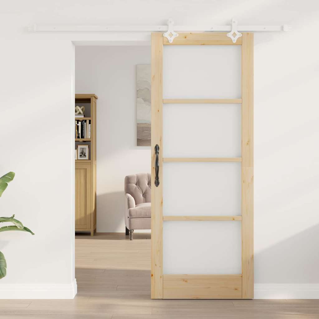Porta Scorrevole Marrone 78 x 202 cm Legno e metallo