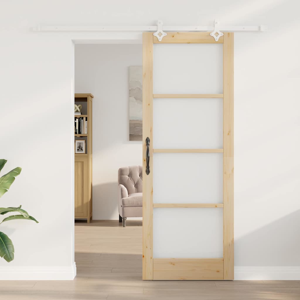 Porta Scorrevole Marrone 78 x 211 cm Legno e metallo