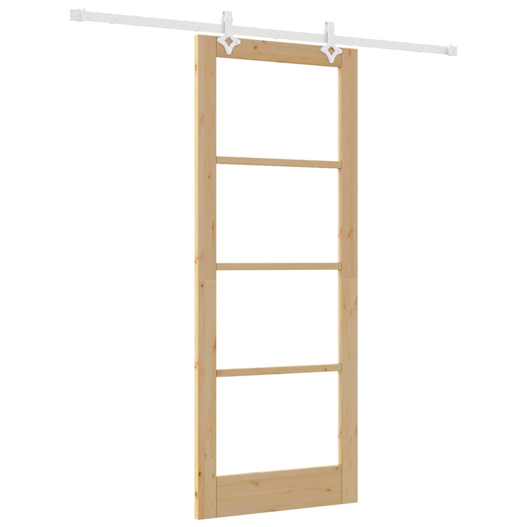 Porta Scorrevole Marrone 83 x 211 cm Legno e metallo