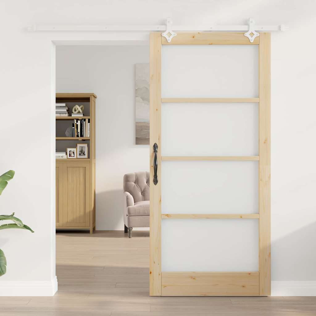 Porta Scorrevole Marrone 93 x 202 cm Legno e metallo