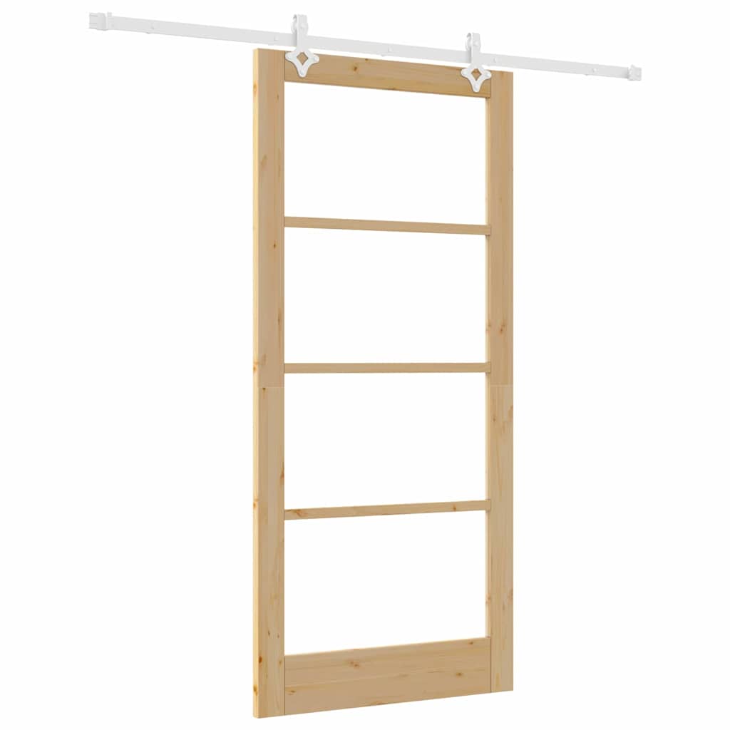 Porta Scorrevole Marrone 93 x 202 cm Legno e metallo