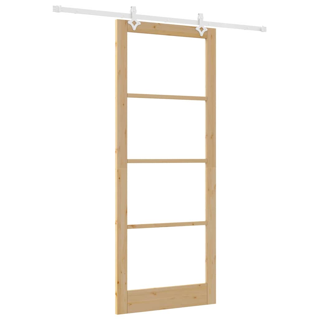 Porta Scorrevole Marrone 93 x 232 cm Legno e metallo