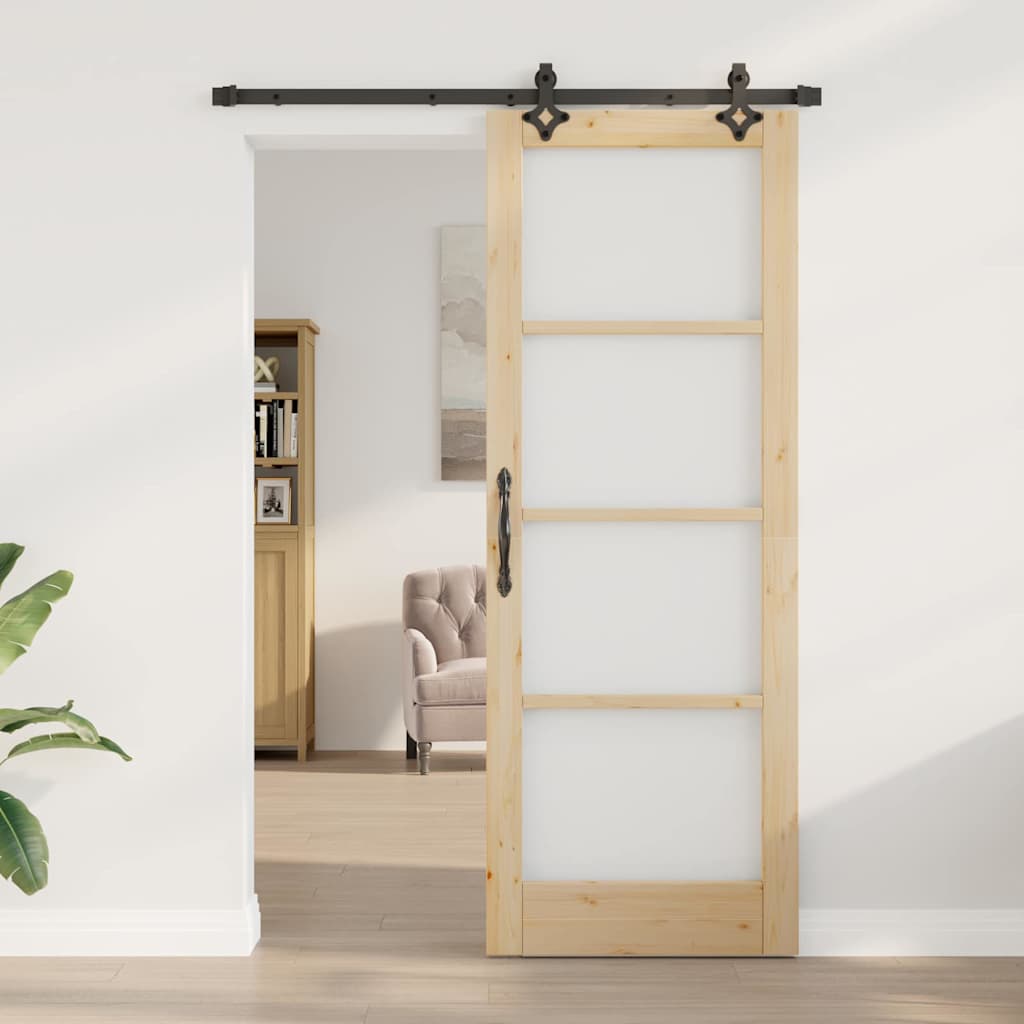 Porta Scorrevole Marrone 78 x 211 cm Legno e metallo