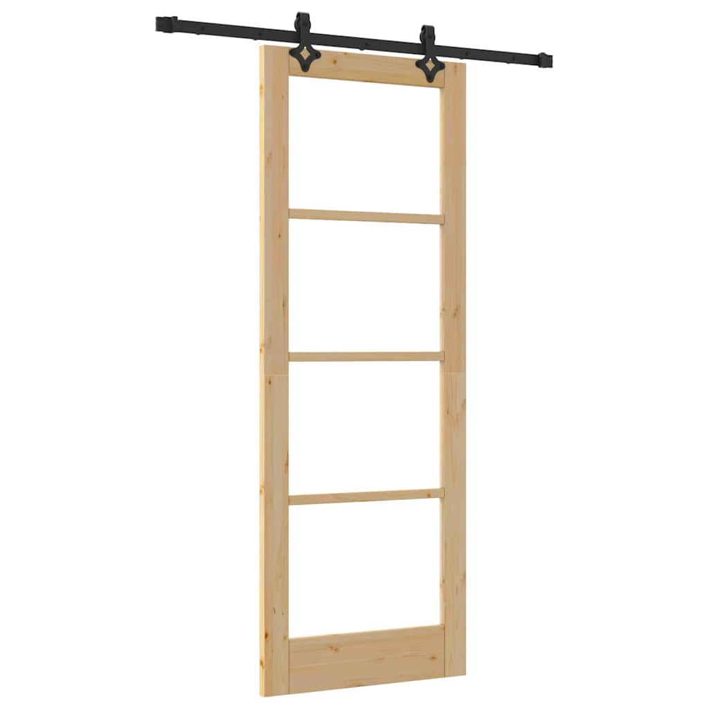 Porta Scorrevole Marrone 78 x 211 cm Legno e metallo