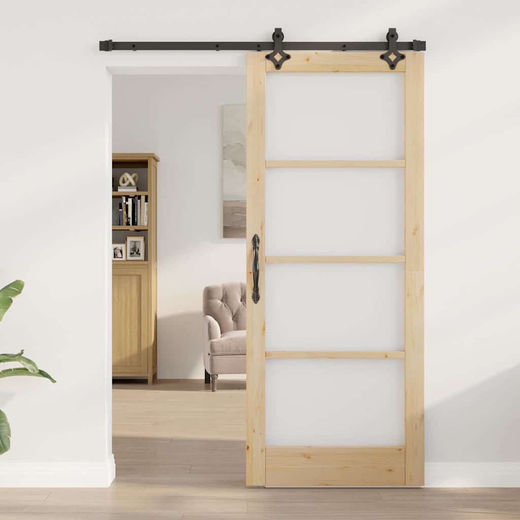 Porta Scorrevole Marrone 83 x 202 cm Legno e metallo