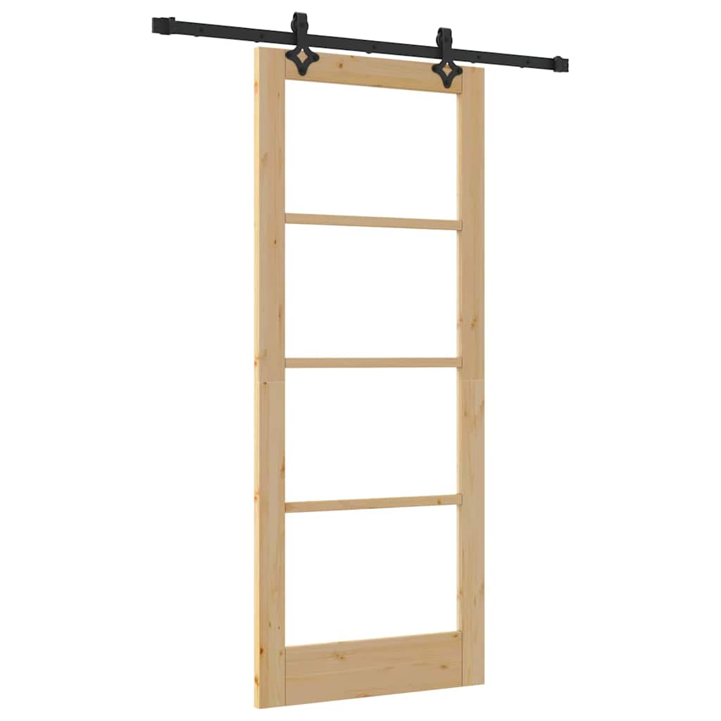 Porta Scorrevole Marrone 83 x 202 cm Legno e metallo