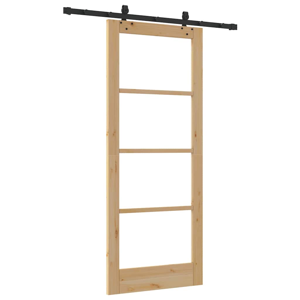 Porta Scorrevole Marrone 83 x 202 cm Legno e metallo