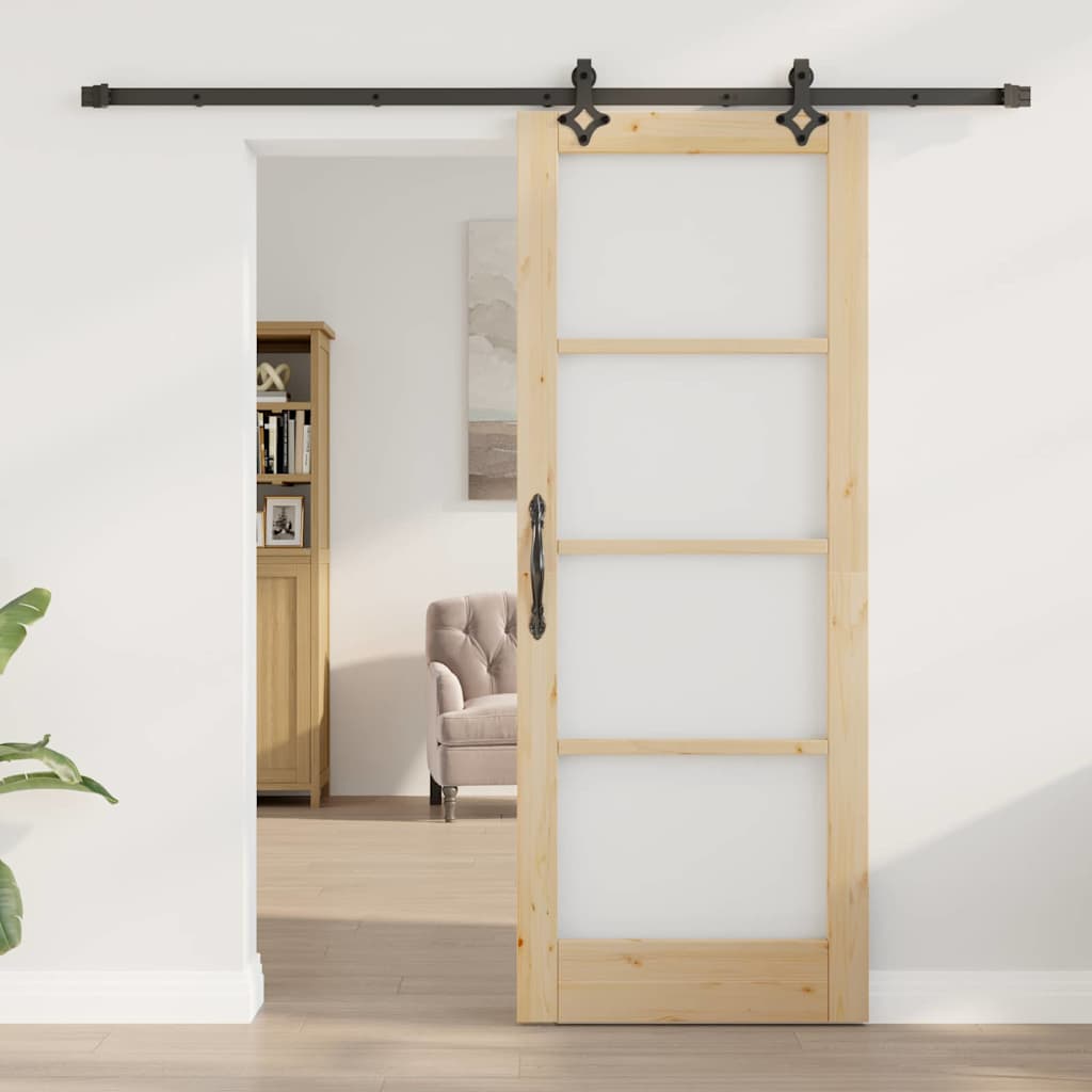Porta Scorrevole Marrone 78 x 202 cm Legno e metallo