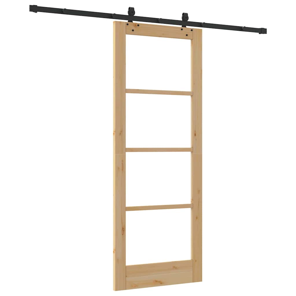 Porta Scorrevole Marrone 78 x 202 cm Legno e metallo