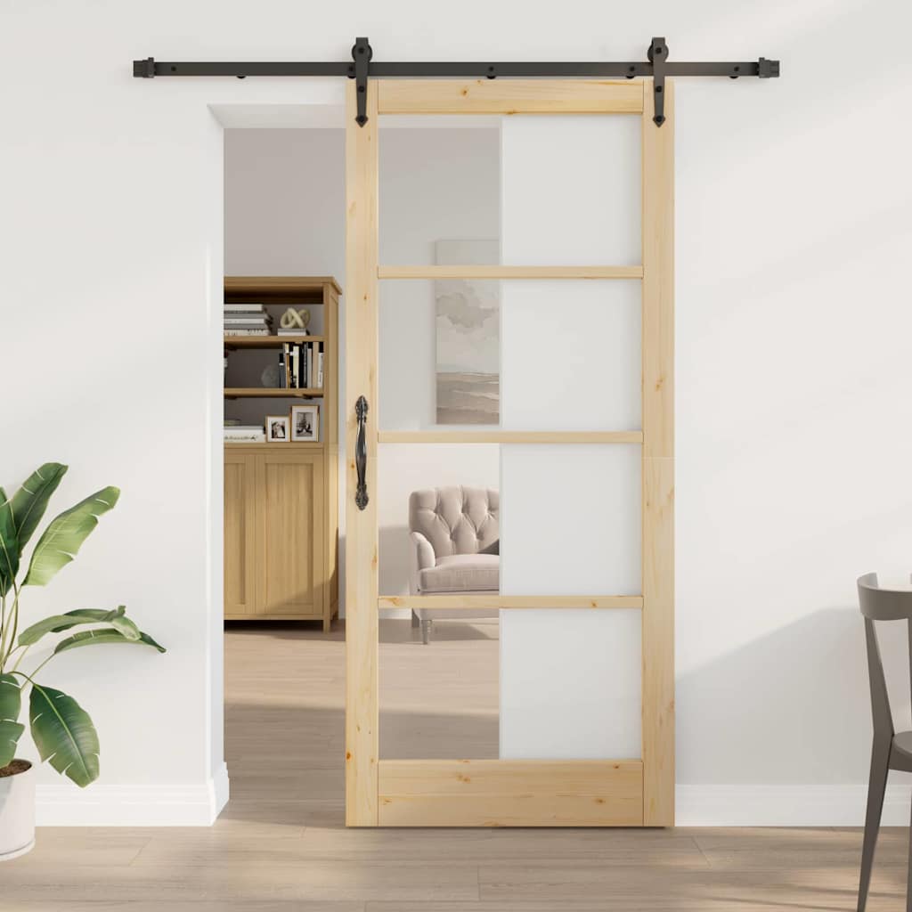 Porta Scorrevole Marrone 93 x 211 cm Legno e metallo
