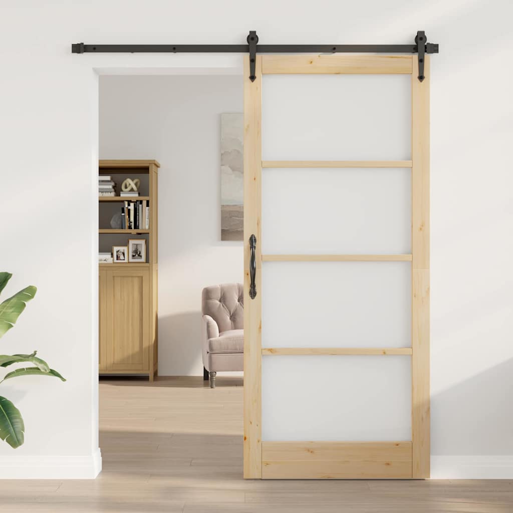 Porta Scorrevole Marrone 93 x 211 cm Legno e metallo