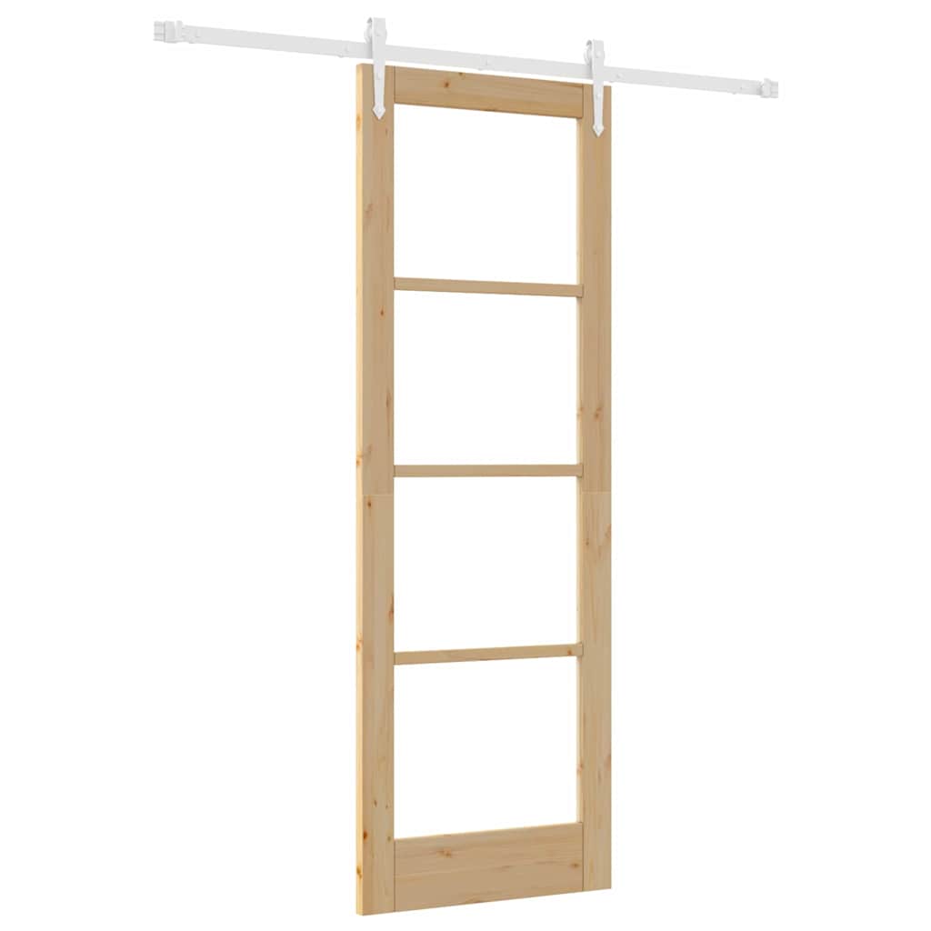 Porta Scorrevole Marrone 73.5 x 211 cm Legno e metallo
