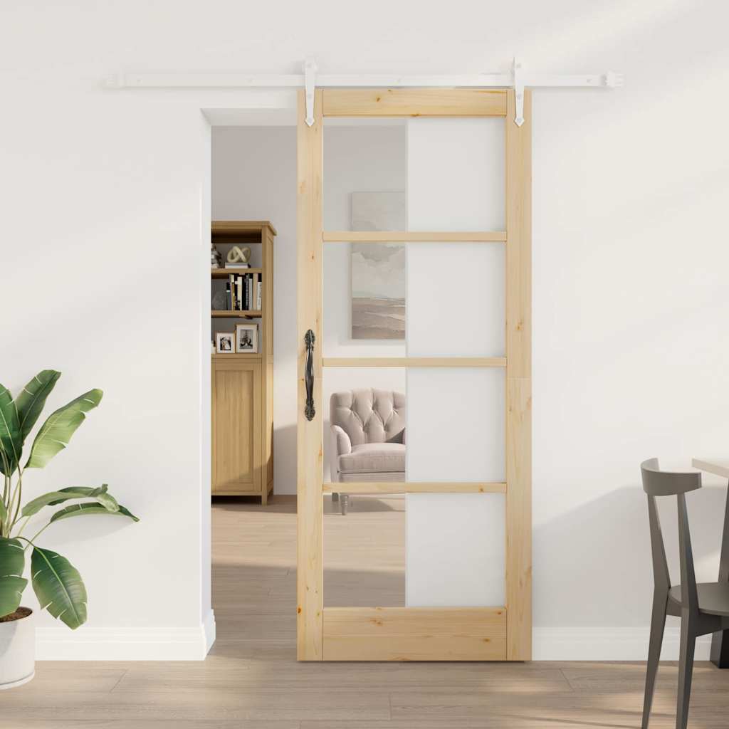Porta Scorrevole Marrone 83 x 202 cm Legno e metallo