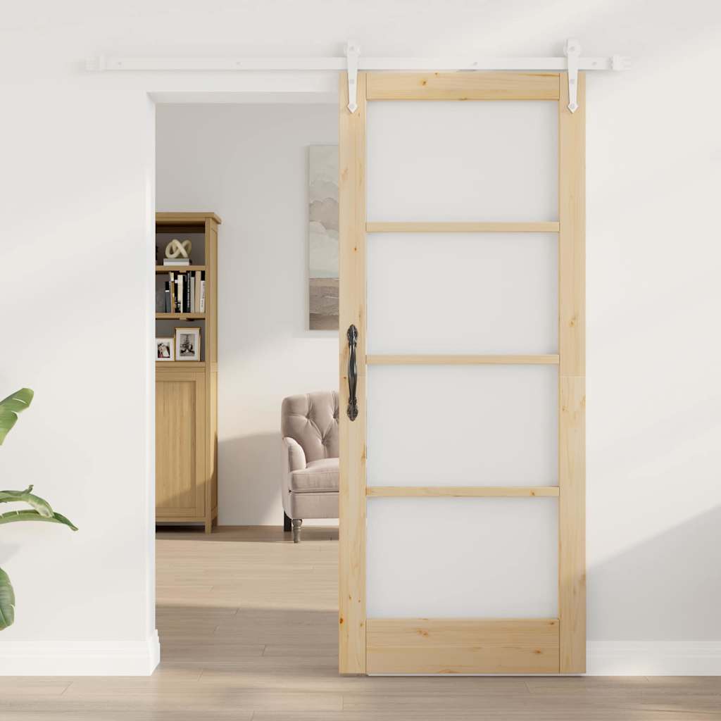 Porta Scorrevole Marrone 83 x 202 cm Legno e metallo