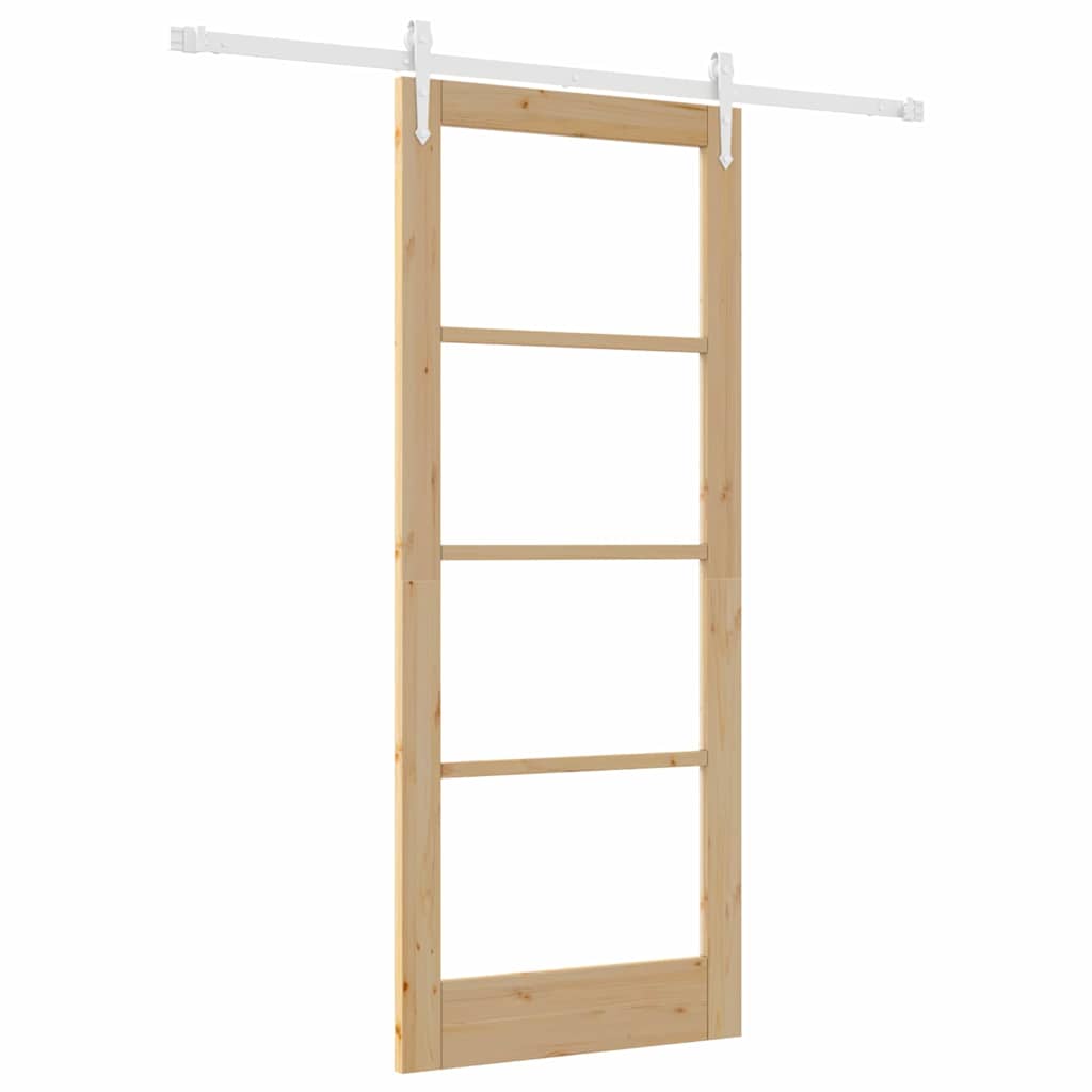 Porta Scorrevole Marrone 83 x 202 cm Legno e metallo