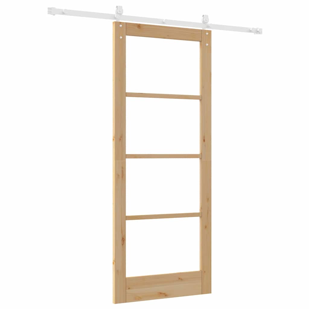 Porta Scorrevole Marrone 83 x 202 cm Legno e metallo