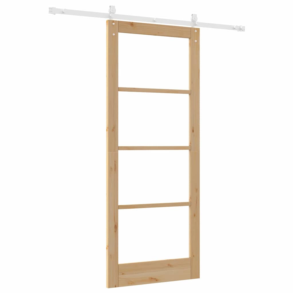 Porta Scorrevole Marrone 86 x 211 cm Legno e metallo