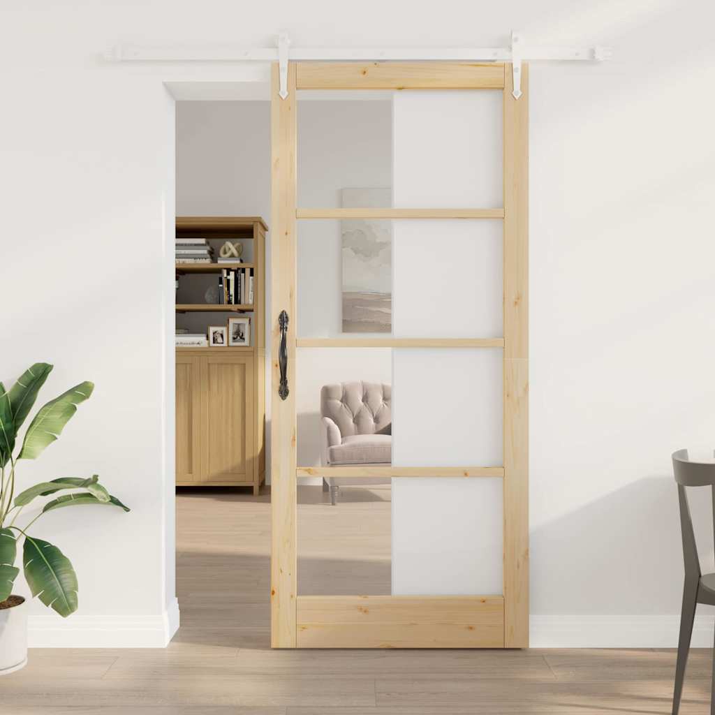 Porta Scorrevole Marrone 93 x 211 cm Legno e metallo